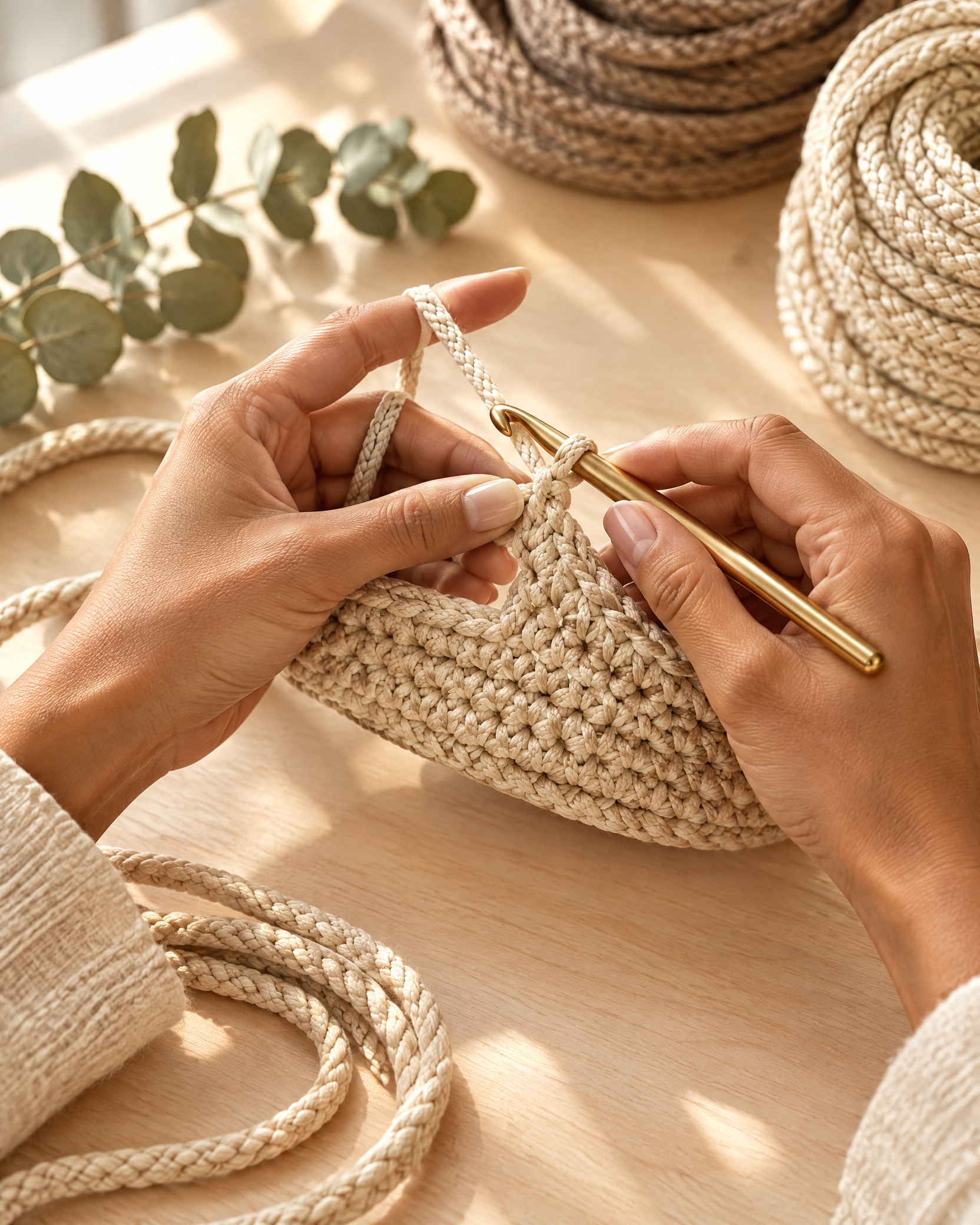 An El-Za handbag taking shape by hand